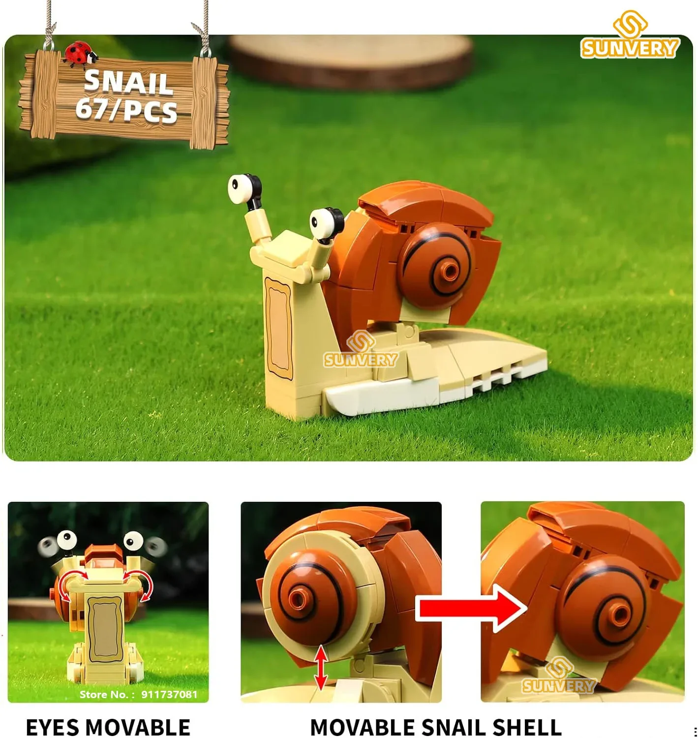 Insect Blocks Toys for Students Prise Bug Science Blocks Toys Mantis Bee Snail Block Insects Set for Children's Puzzle Toy Gift 3