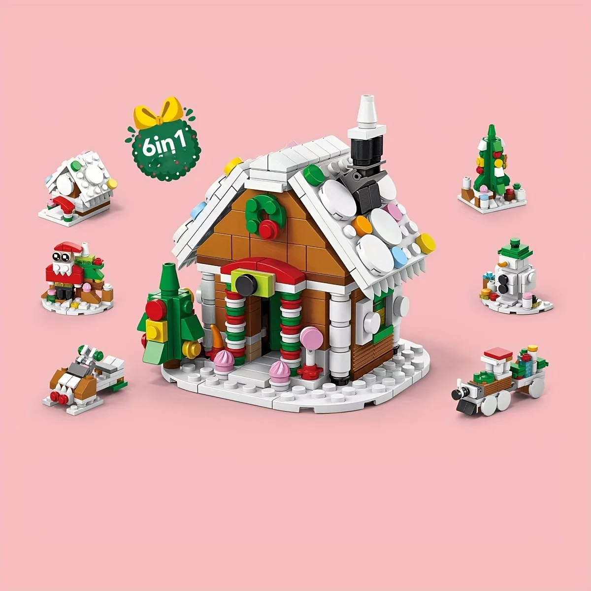 Christmas Gift for Boys Girls Building Block Toy 6 in 1 Train Elk Christmas Tree Gift Ornament Model 2026 Christmas Decoration 4