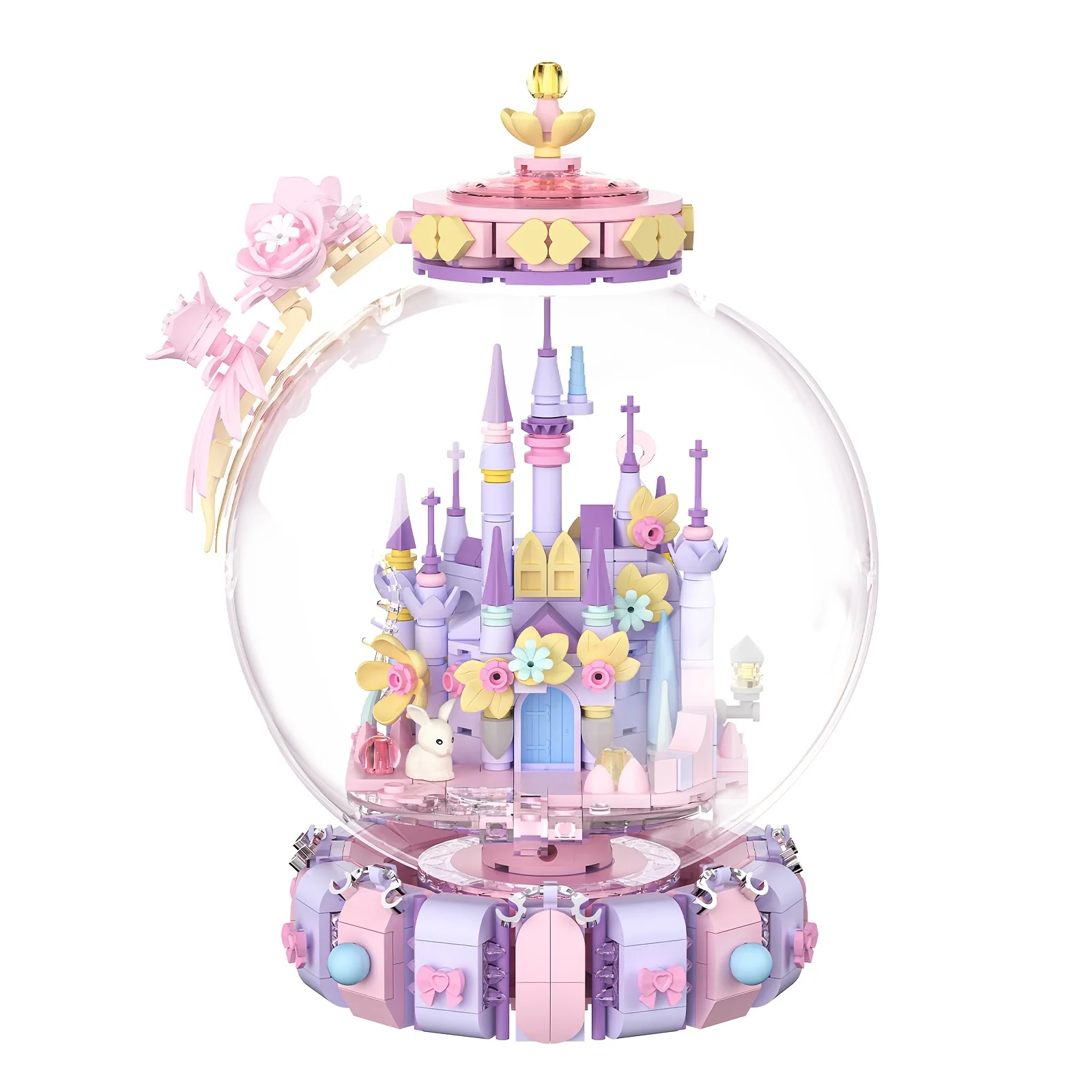 Fairy Tale Crystal Ball Castle Blocks Pink Puzzle Toy Magical Orb Floral Gift for Girls Birthday Christmas Gift for Youngster 1