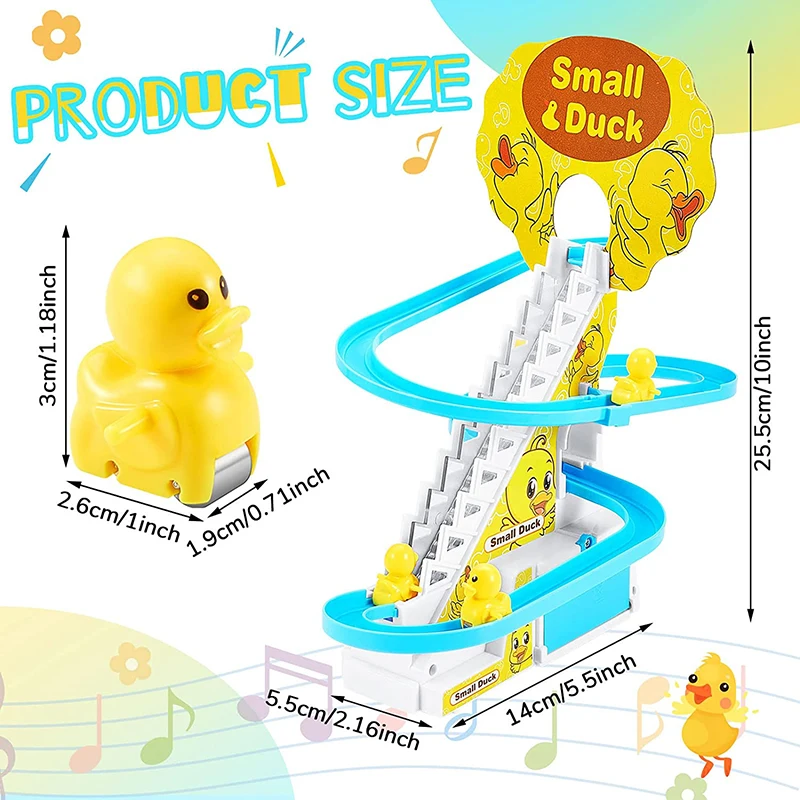 Funny Baby Toys Electric Duck Track Slide Toys Boys Ducks Climb Stairs Toy Baby LED Lights Music Roller Coaster for Kids 4